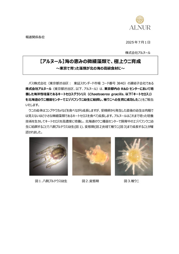 【アルヌール】海の恵みの微細藻類で、極上ウニ育成のPDFサムネイル